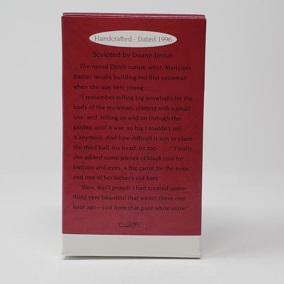 1996 Hallmark Christmas Snowman Handcrafted Keepsake Holiday Christmas Ornament. - Picture 2 of 6